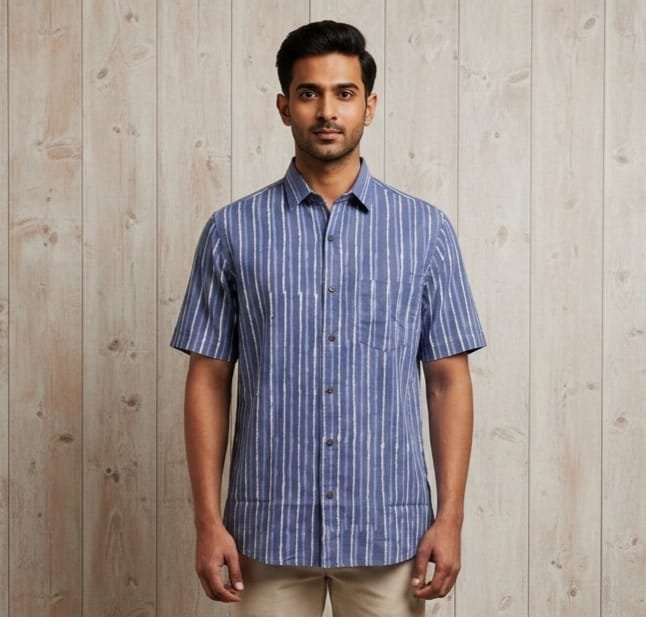 Natural Hand Block Half Shirt